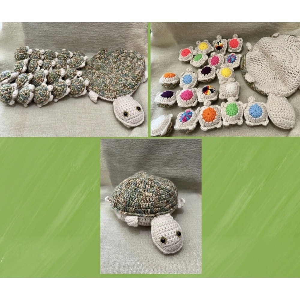 20 in 1 Hand Crochet Turtle Family Large Mama Turtle Shell Stores Baby Turtles
